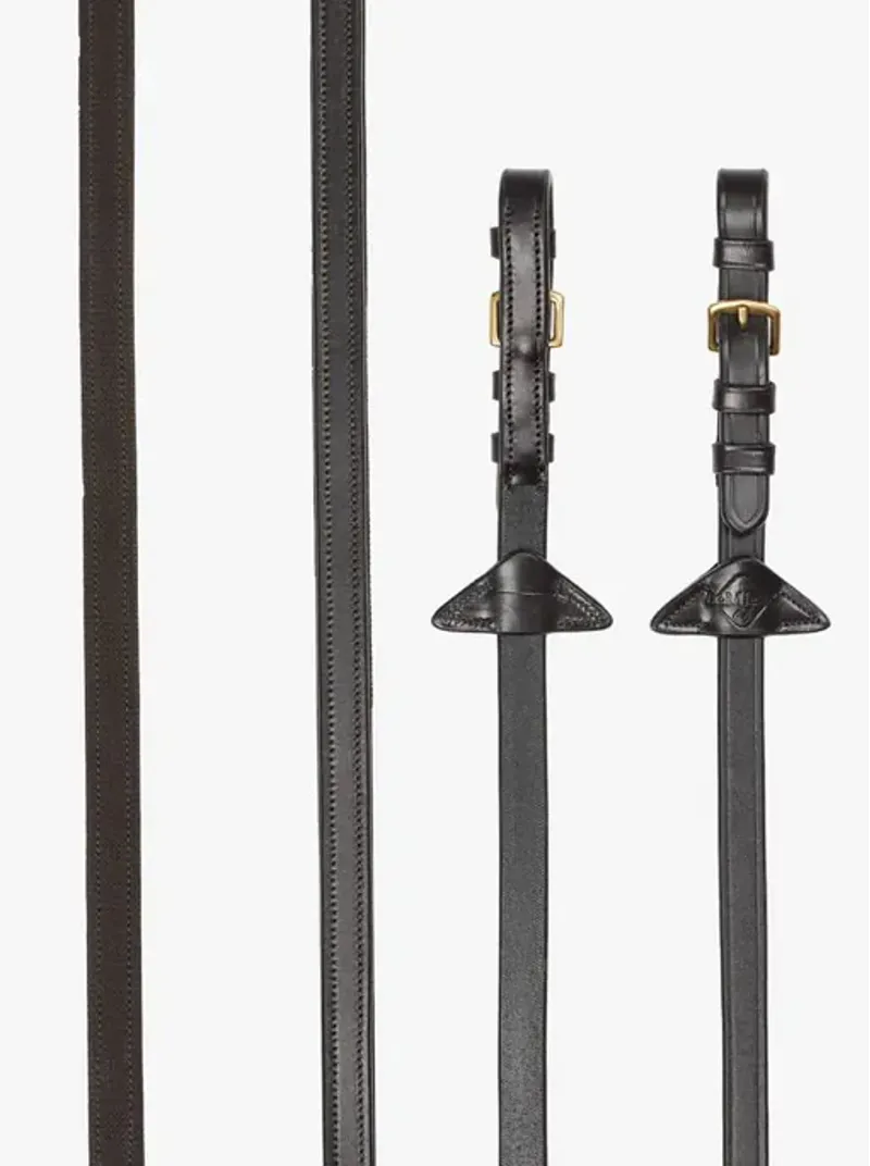 LeMieux Rubber Half Lined Reins Brown/Brass